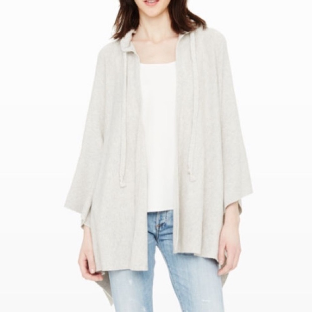 Club Monaco Cashmere Grey Hooded Wrap One Size